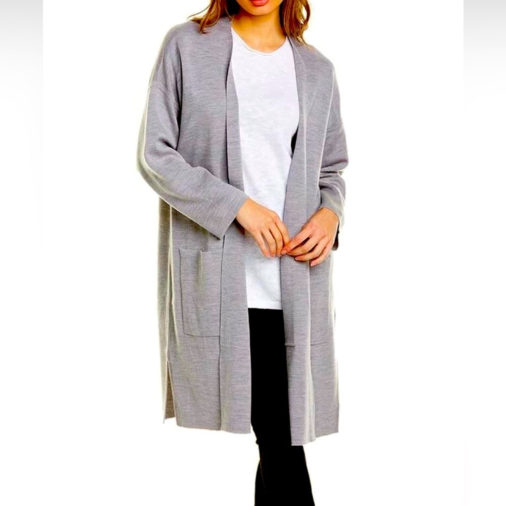 Eileen Fisher Gray Open Front Cardigan